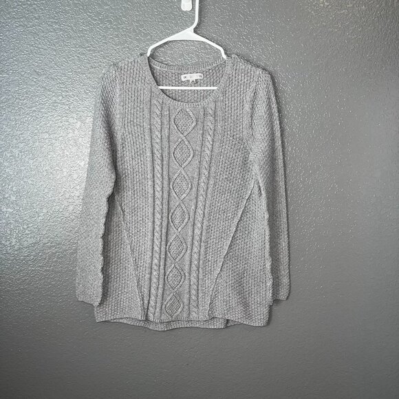 DE Collection Women’s Gray Cable Knit Sweater Pullover XS Long Sleeve Crewneck - Picture 1 of 4